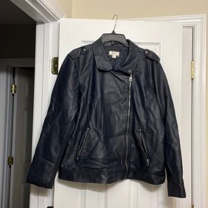 Dark Blue Faux Leather Jacket by Style & Co.